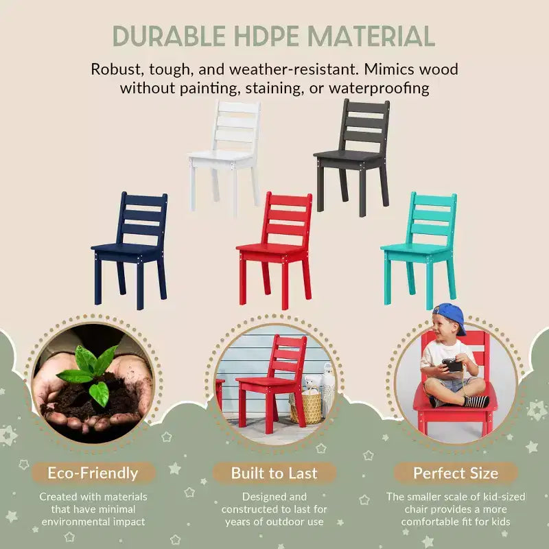 WestinTrends Chaise de salle à manger en plastique HDPE pour enfants Treehouse (ensemble de deux)