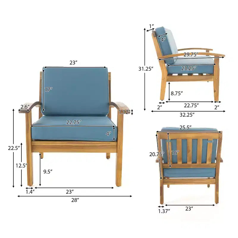Christopher Knight Home Peyton Chaises de club d'extérieur en bois d'acacia avec coussins résistants à l'eau (Lot de 2)