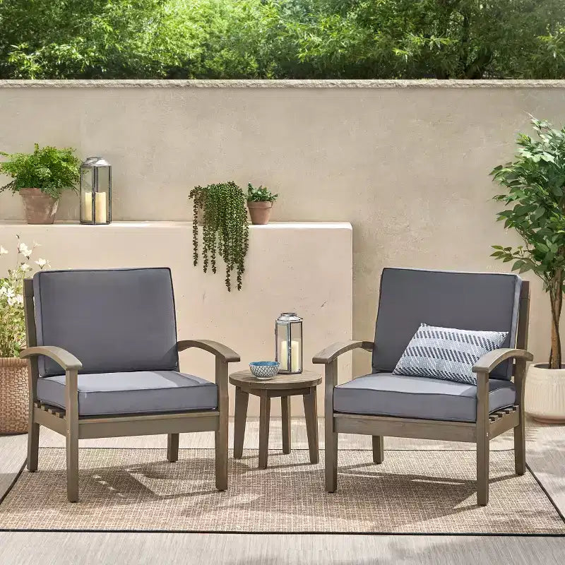 Christopher Knight Home Peyton Chaises de club d'extérieur en bois d'acacia avec coussins résistants à l'eau (Lot de 2)