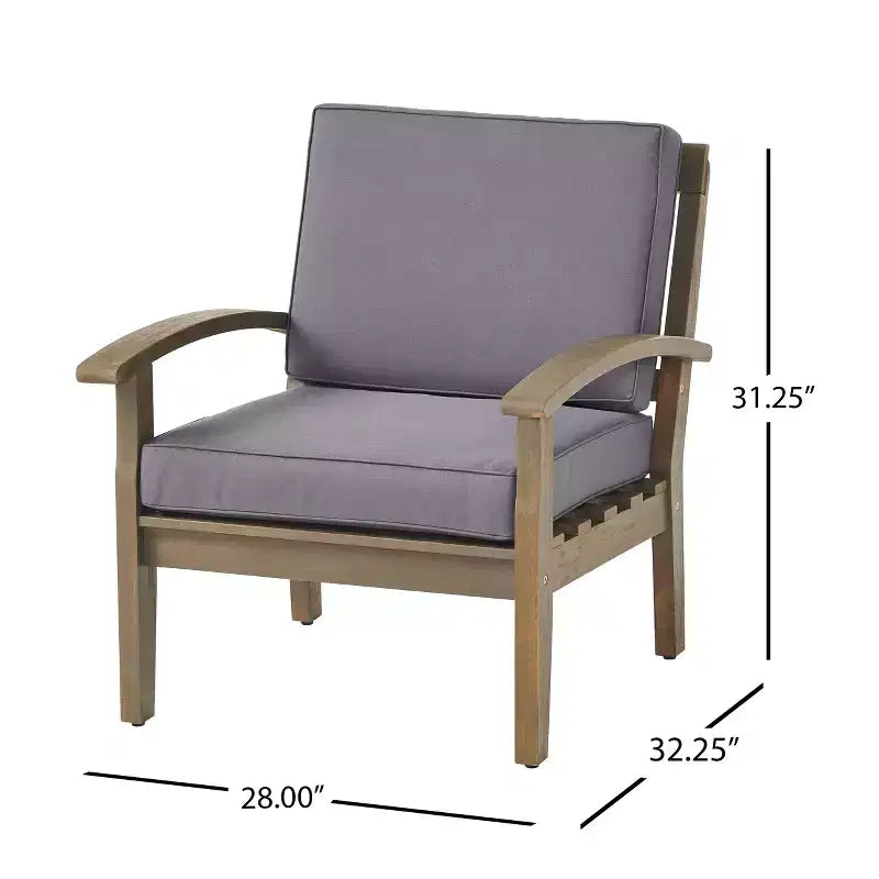 Christopher Knight Home Peyton Chaises de club d'extérieur en bois d'acacia avec coussins résistants à l'eau (Lot de 2)
