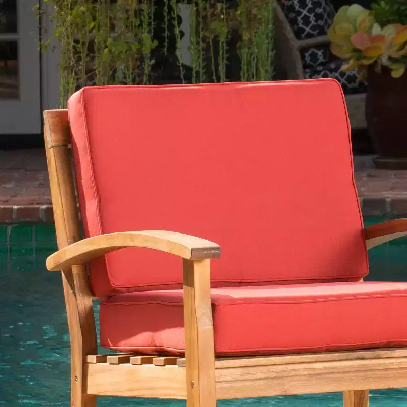 Christopher Knight Home Peyton Chaises de club d'extérieur en bois d'acacia avec coussins résistants à l'eau (Lot de 2)