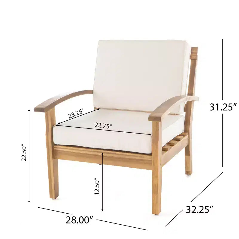 Christopher Knight Home Peyton Chaises de club d'extérieur en bois d'acacia avec coussins résistants à l'eau (Lot de 2)
