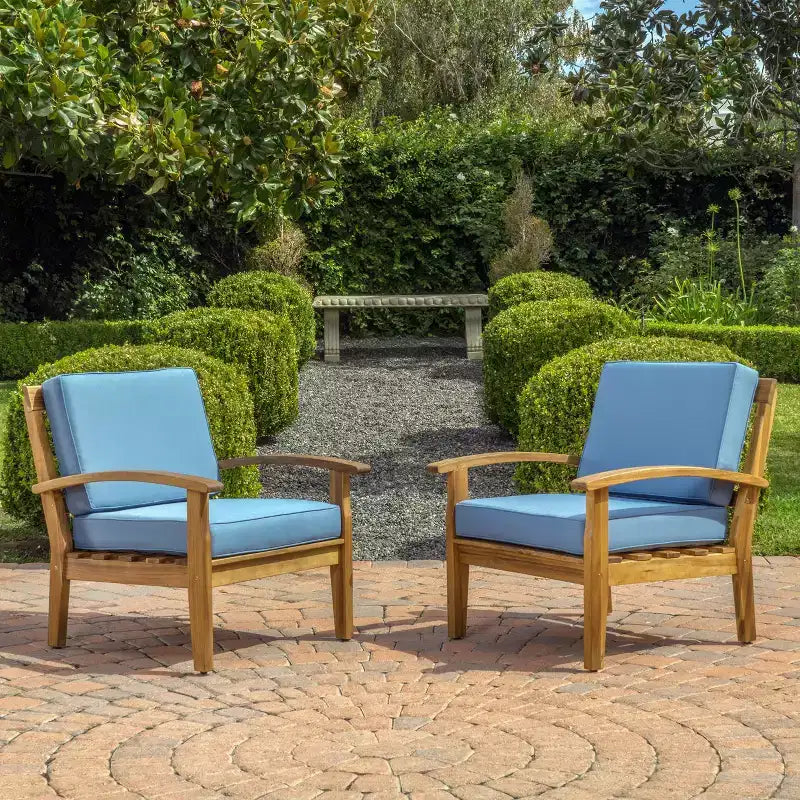 Christopher Knight Home Peyton Chaises de club d'extérieur en bois d'acacia avec coussins résistants à l'eau (Lot de 2)