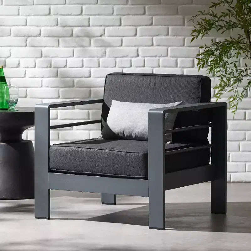 Christopher Knight Home Cape Coral Outdoor Aluminum Club Chair with Water-Resistant Cushions