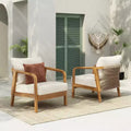 Christopher Knight Home Ivana Patio Woven Rope Acacia Wood Club Chair with Deep Cushions (Set of 2)