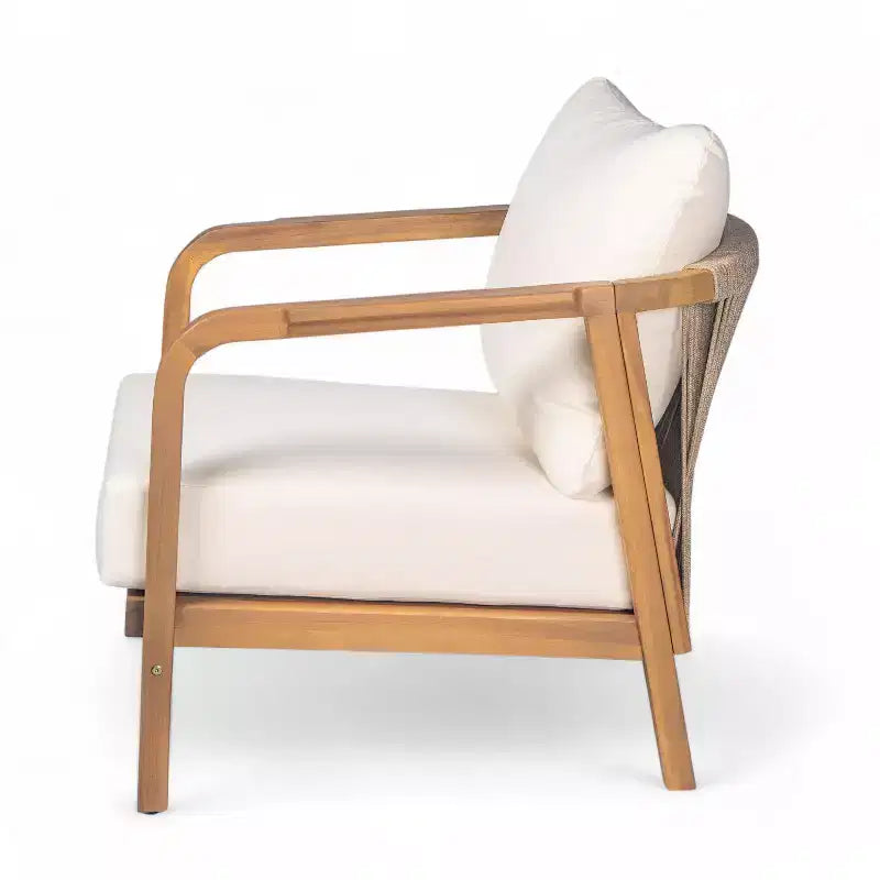 Christopher Knight Home Ivana Fauteuil de jardin en bois d'acacia et corde tressée avec coussins épais (lot de 2)