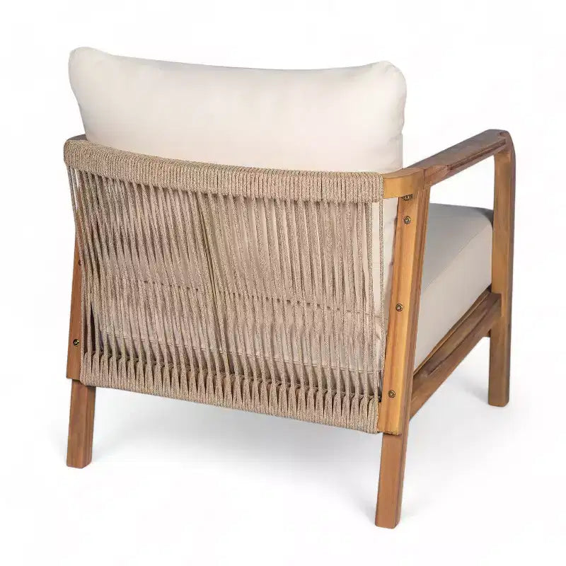 Christopher Knight Home Ivana Fauteuil de jardin en bois d'acacia et corde tressée avec coussins épais (lot de 2)