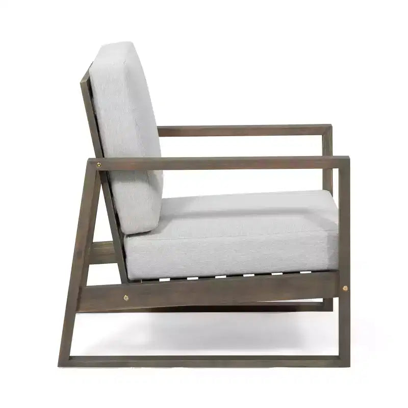 Chaises de club d'extérieur GDFStudio Silla en bois d'acacia avec coussins et pieds traîneaux (lot de 2)