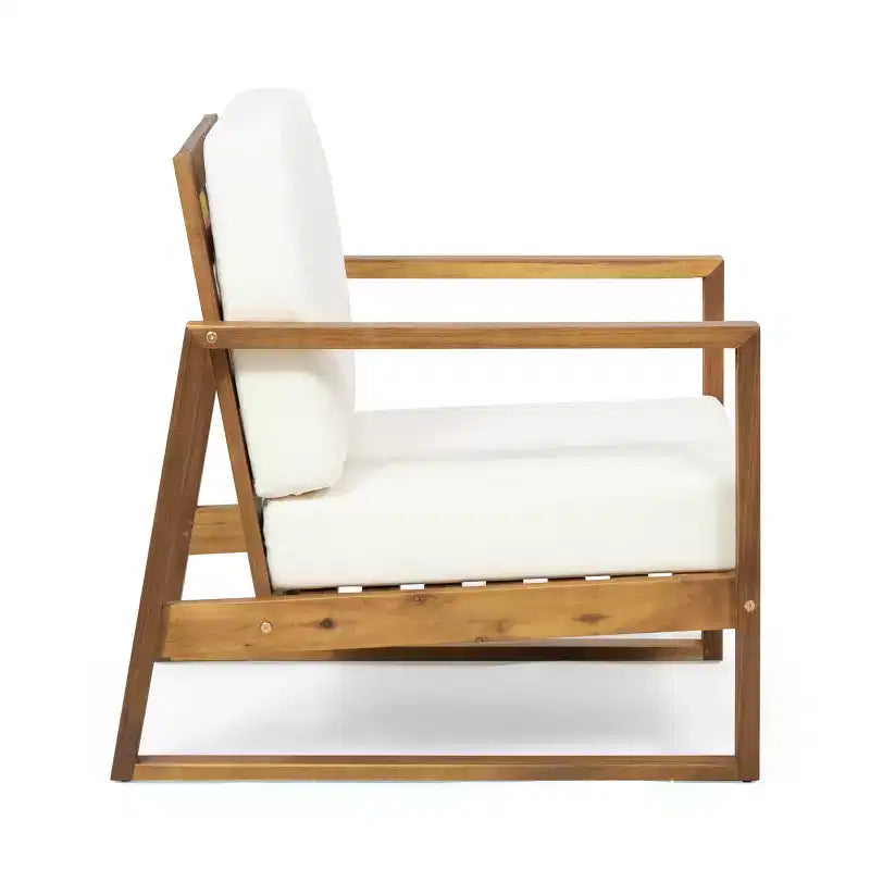 Chaises de club d'extérieur GDFStudio Silla en bois d'acacia avec coussins et pieds traîneaux (lot de 2)