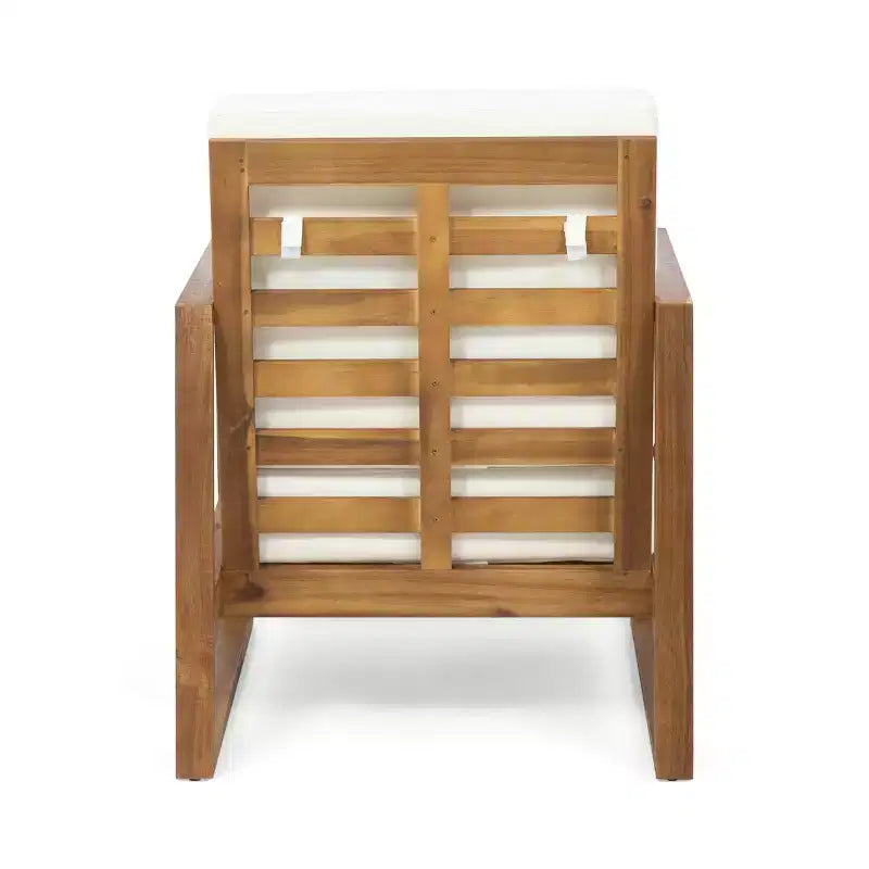 Chaises de club d'extérieur GDFStudio Silla en bois d'acacia avec coussins et pieds traîneaux (lot de 2)