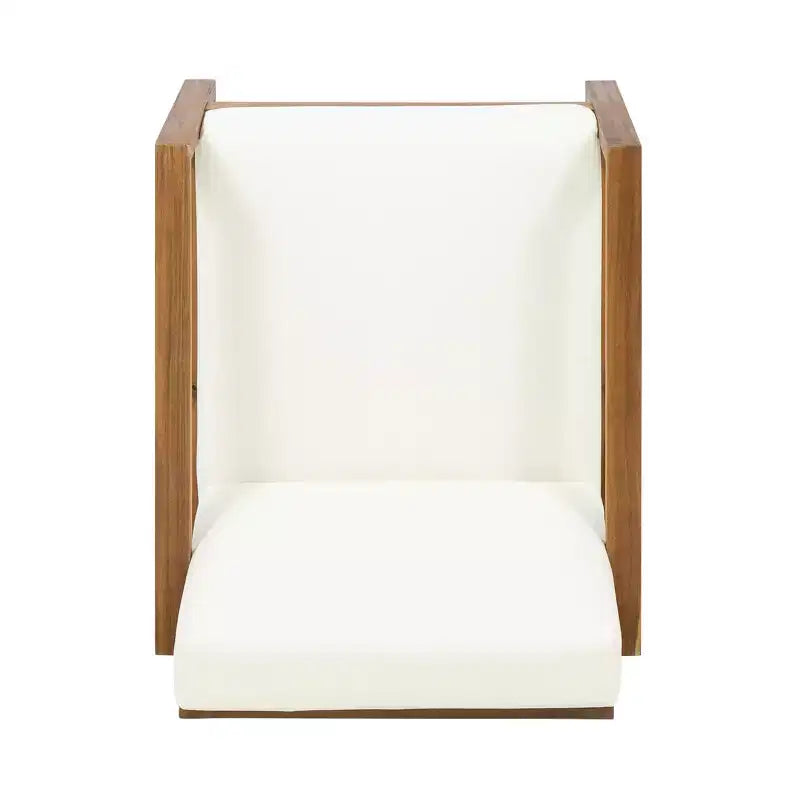 Chaises de club d'extérieur GDFStudio Silla en bois d'acacia avec coussins et pieds traîneaux (lot de 2)