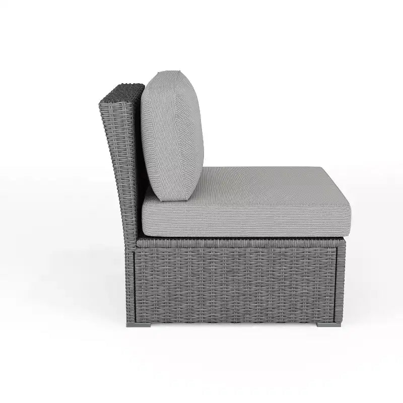 Canapé d'angle modulable central Martha Stewart Bedford pour l'intérieur et l'extérieur en rotin tressé avec coussins tout temps