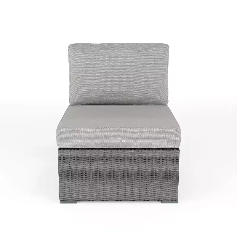 Canapé d'angle modulable central Martha Stewart Bedford pour l'intérieur et l'extérieur en rotin tressé avec coussins tout temps