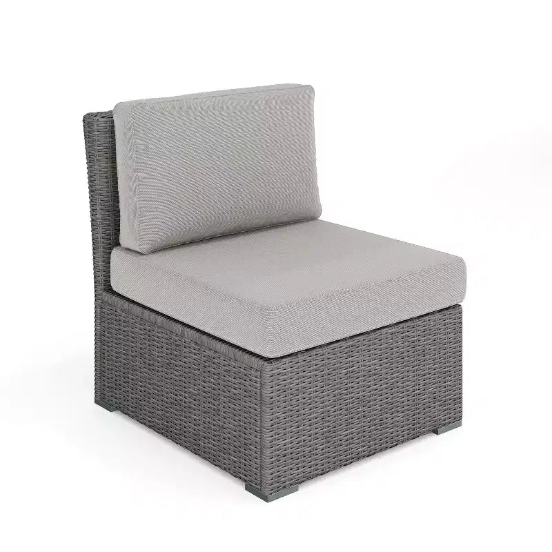 Martha Stewart Bedford Indoor-Outdoor Modular Patio Sectional Sofa Center Seat in Rattan Wicker with All-Weather Cushions