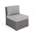 Martha Stewart Bedford Indoor-Outdoor Modular Patio Sectional Sofa Center Seat in Rattan Wicker with All-Weather Cushions