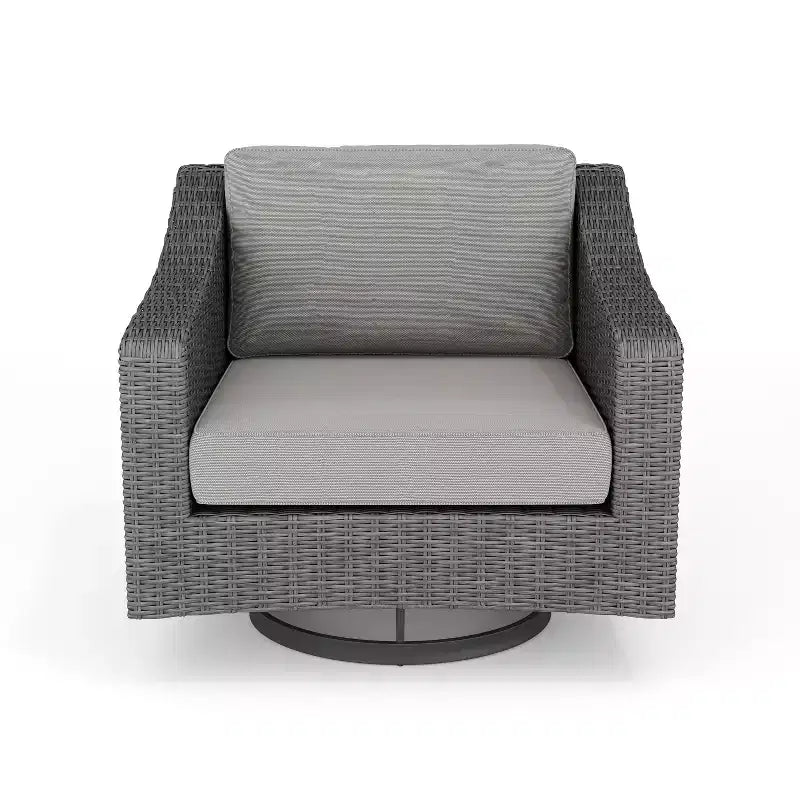 Chaise de patio d'intérieur/extérieur Martha Stewart Bedford (ensemble de 2) en osier de rotin avec pivotement à 360° et coussins toutes saisons