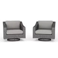 Martha Stewart Bedford Set of 2 Indoor-Outdoor Patio Chairs in Rattan Wicker with 360 Swivel and All-Weather Cushions