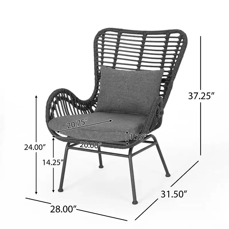 Christopher Knight Home Bechtel Chaises de club d'extérieur en osier tressé avec coussins (Lot de 2)