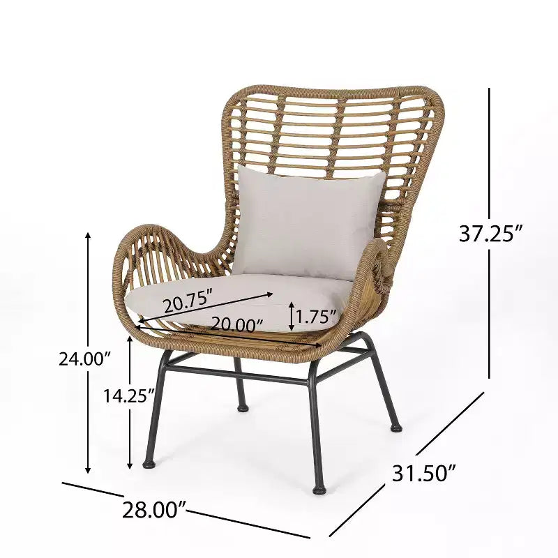 Christopher Knight Home Bechtel Chaises de club d'extérieur en osier tressé avec coussins (Lot de 2)