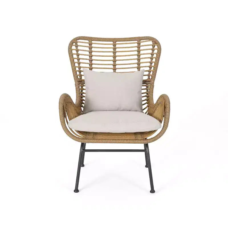 Christopher Knight Home Bechtel Chaises de club d'extérieur en osier tressé avec coussins (Lot de 2)