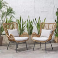 Christopher Knight Home Bechtel Outdoor Wicker Wrapped Club Chairs with Cushion (Set of 2)