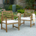 Christopher Knight Home Abraham Outdoor Acacia Wood Club Chairs with Cushion (Set of 2), Natural/Cream