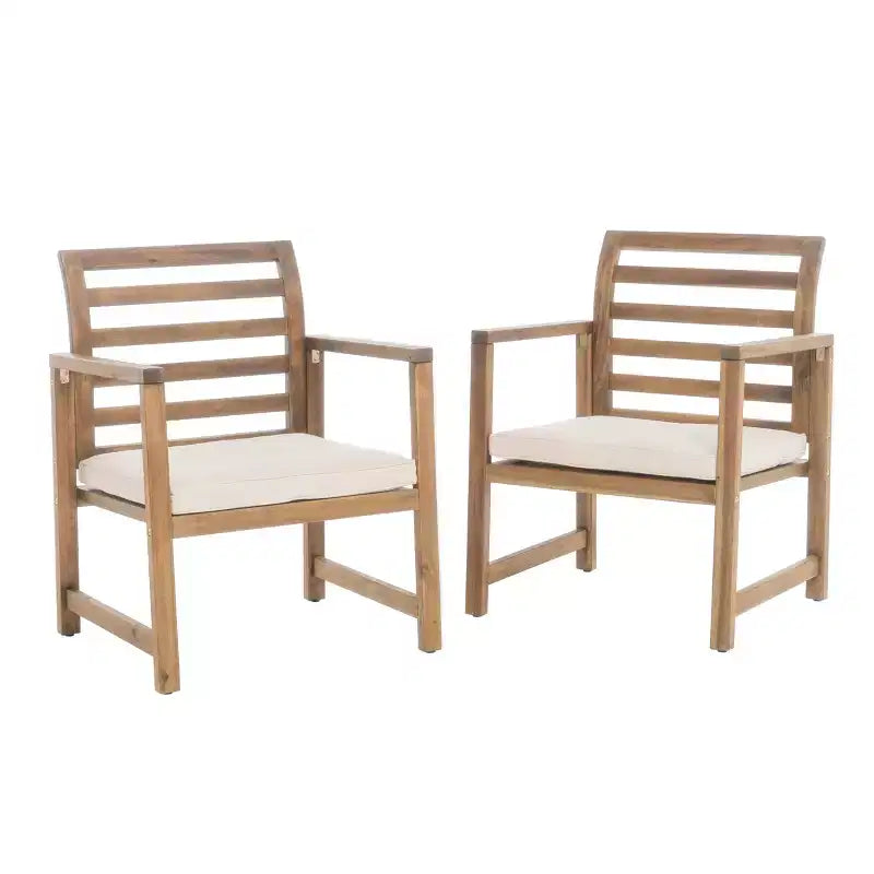 Christopher Knight Home Abraham Chaises de club d'extérieur en bois d'acacia avec coussins (lot de 2), Naturel/Crème