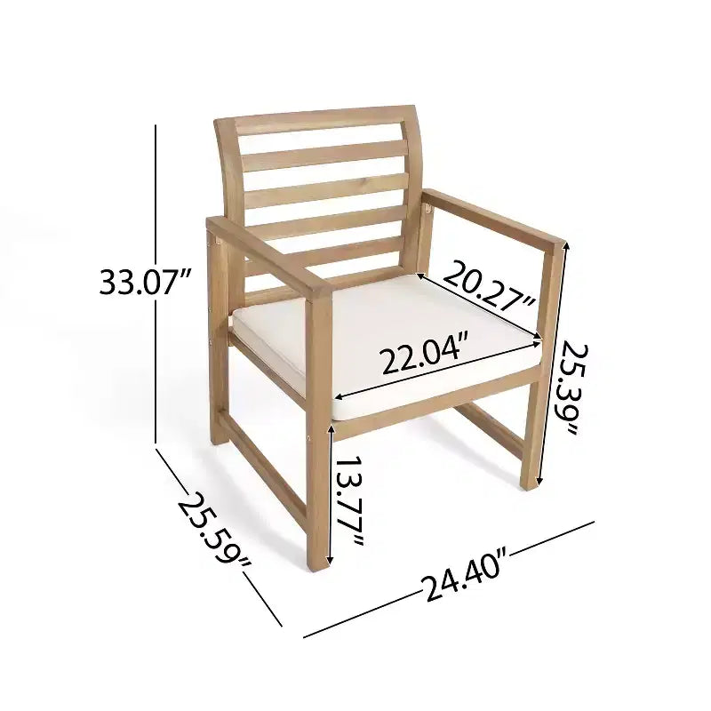Christopher Knight Home Abraham Chaises de club d'extérieur en bois d'acacia avec coussins (lot de 2), Naturel/Crème