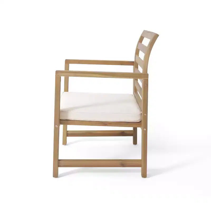 Christopher Knight Home Abraham Chaises de club d'extérieur en bois d'acacia avec coussins (lot de 2), Naturel/Crème
