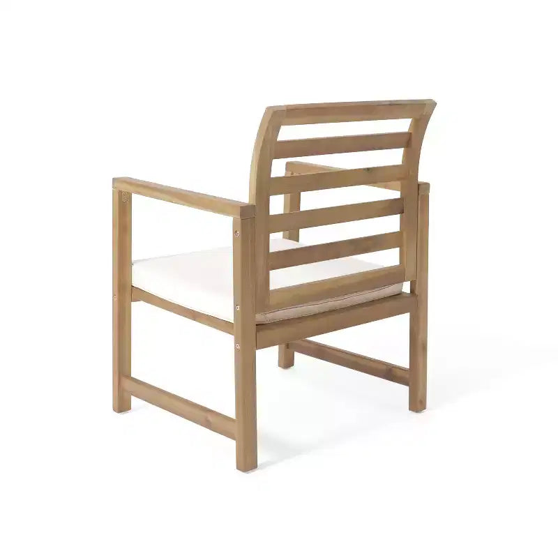 Christopher Knight Home Abraham Chaises de club d'extérieur en bois d'acacia avec coussins (lot de 2), Naturel/Crème