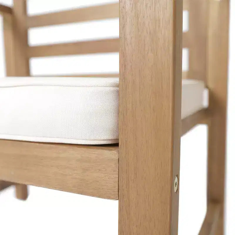 Christopher Knight Home Abraham Chaises de club d'extérieur en bois d'acacia avec coussins (lot de 2), Naturel/Crème