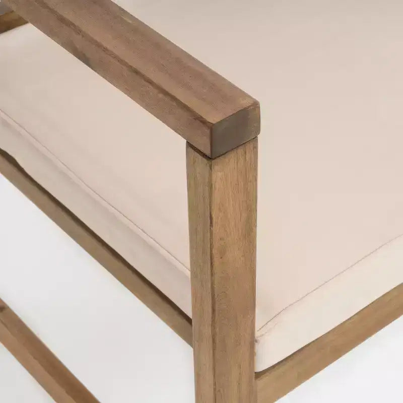 Christopher Knight Home Abraham Chaises de club d'extérieur en bois d'acacia avec coussins (lot de 2), Naturel/Crème