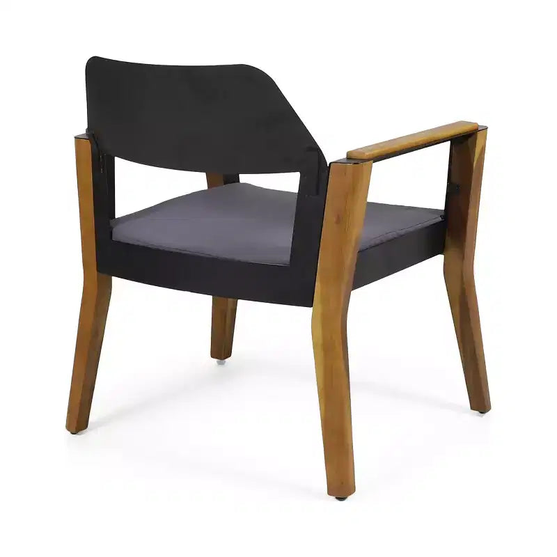 Christopher Knight Home Soho Chaises de club d'extérieur en bois d'acacia et fer avec coussin (lot de 2), noir/gris foncé