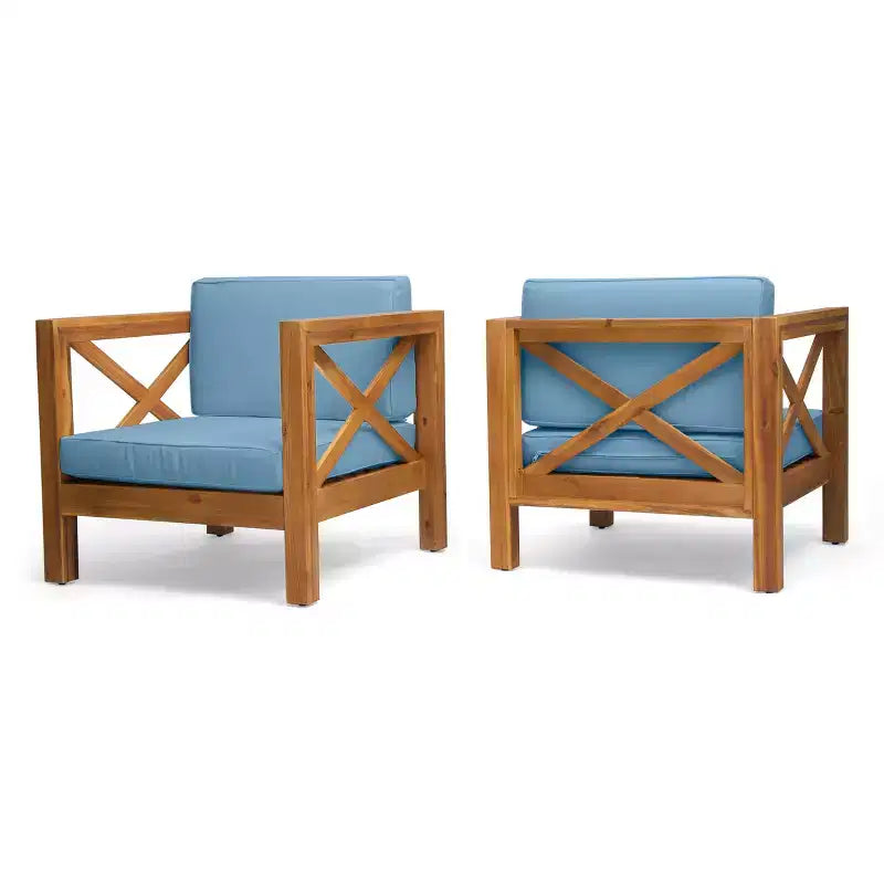 Christopher Knight Home Brava Fauteuils de jardin en bois d'acacia avec coussins résistants à l'eau (Lot de 2)