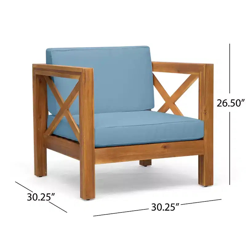Christopher Knight Home Brava Fauteuils de jardin en bois d'acacia avec coussins résistants à l'eau (Lot de 2)