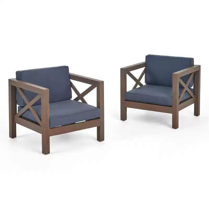 Christopher Knight Home Brava Fauteuils de jardin en bois d'acacia avec coussins résistants à l'eau (Lot de 2)