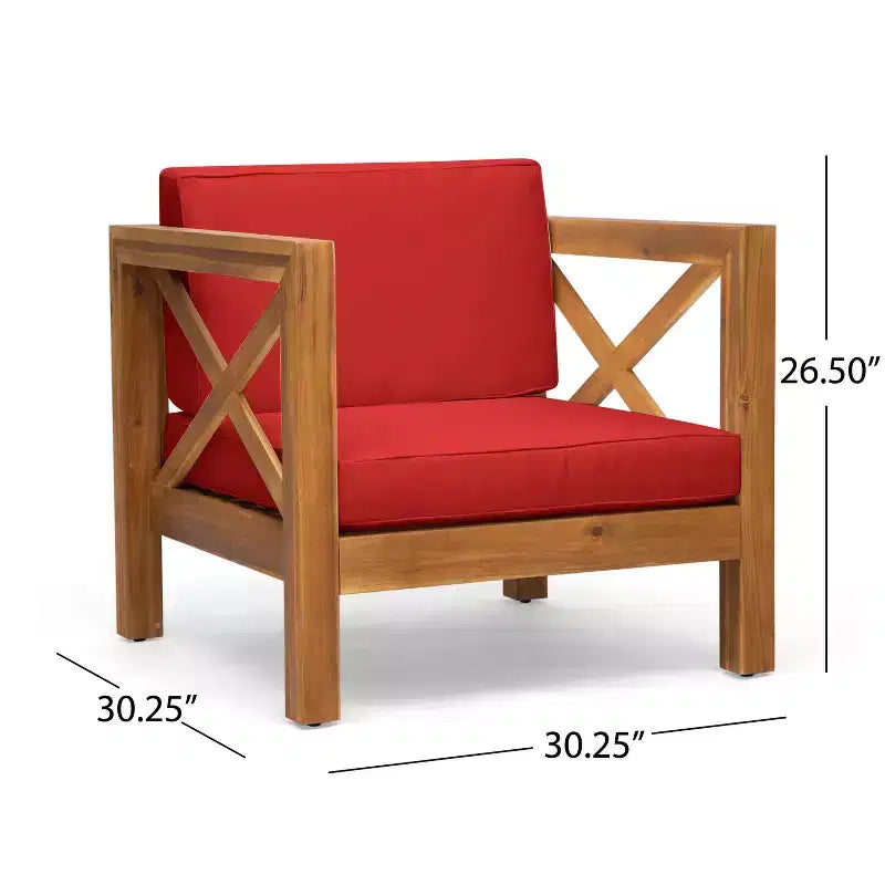 Christopher Knight Home Brava Fauteuils de jardin en bois d'acacia avec coussins résistants à l'eau (Lot de 2)