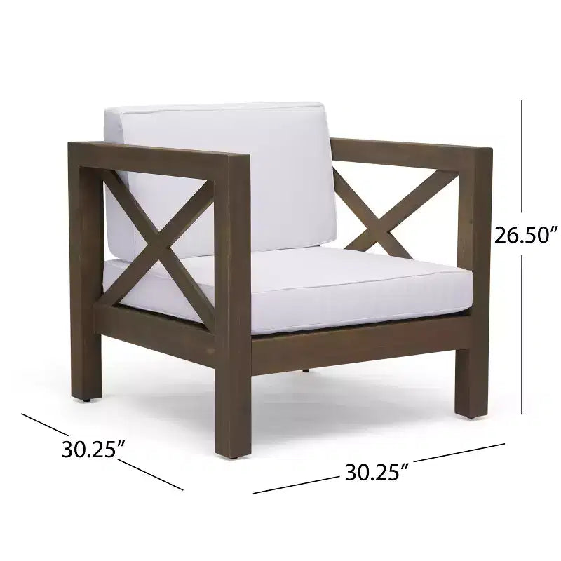 Christopher Knight Home Brava Fauteuils de jardin en bois d'acacia avec coussins résistants à l'eau (Lot de 2)