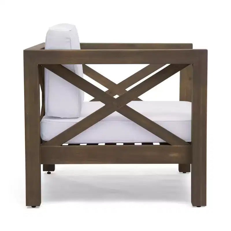 Christopher Knight Home Brava Fauteuils de jardin en bois d'acacia avec coussins résistants à l'eau (Lot de 2)