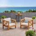 Christopher Knight Home Brava Outdoor Acacia Wood Club Chairs with Water Resistant Cushions (Set of 2)