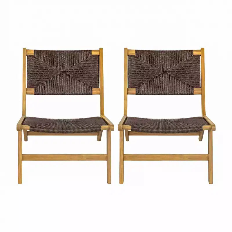 Christopher Knight Home Karla Chaises longues sans accoudoirs en bois d'acacia rustique et rotin pour l'extérieur (lot de 2)