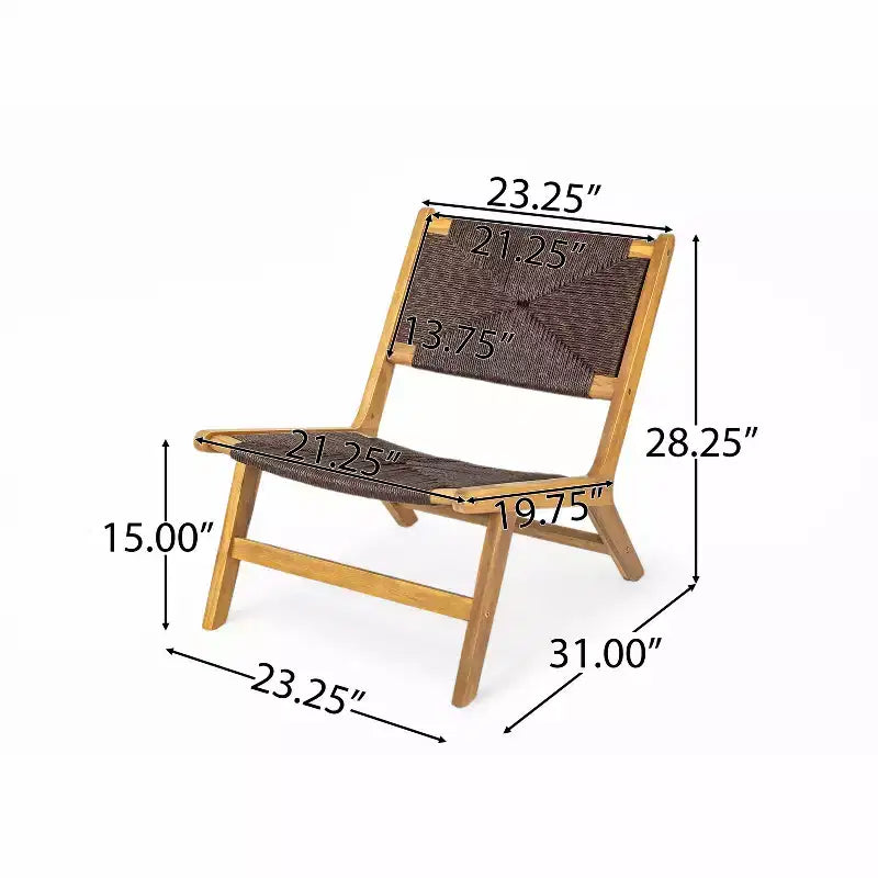 Christopher Knight Home Karla Chaises longues sans accoudoirs en bois d'acacia rustique et rotin pour l'extérieur (lot de 2)