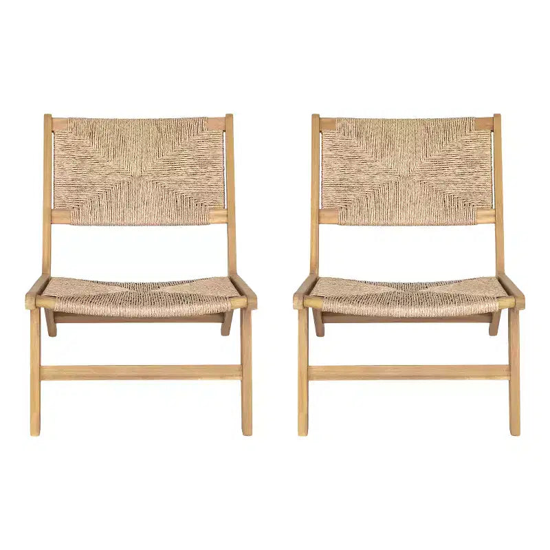 Christopher Knight Home Karla Chaises longues sans accoudoirs en bois d'acacia rustique et rotin pour l'extérieur (lot de 2)