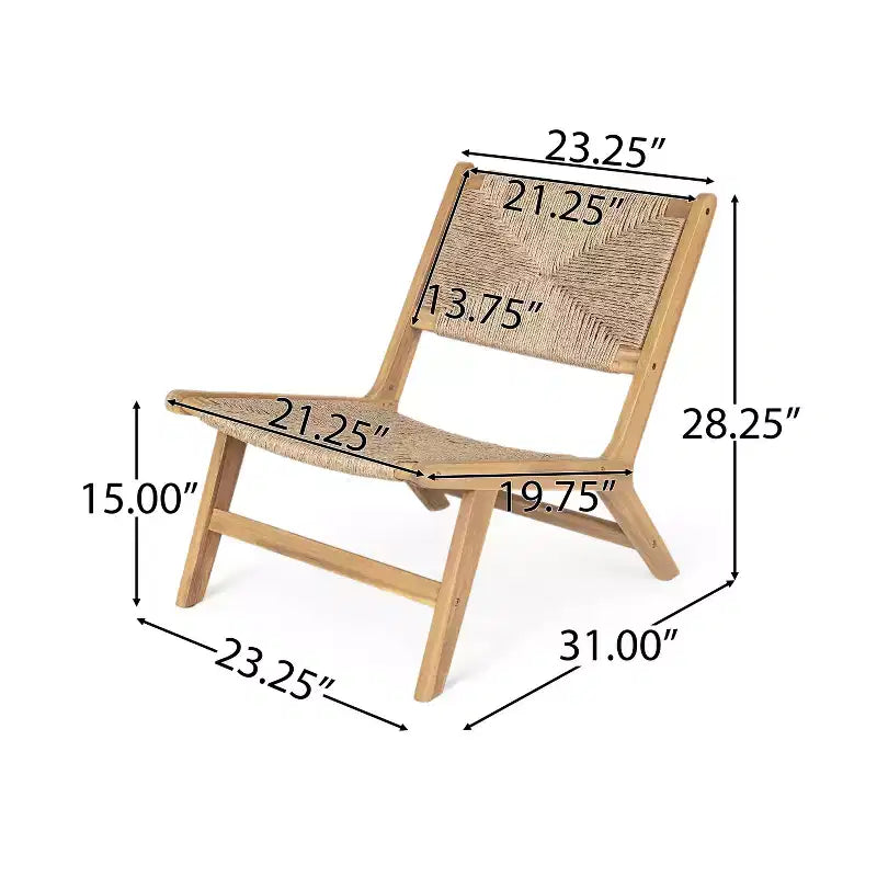Christopher Knight Home Karla Chaises longues sans accoudoirs en bois d'acacia rustique et rotin pour l'extérieur (lot de 2)