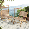 Christopher Knight Home Karla Outdoor Rustic Acacia Wood and Rattan Armless Lounge Chair (Set of 2)