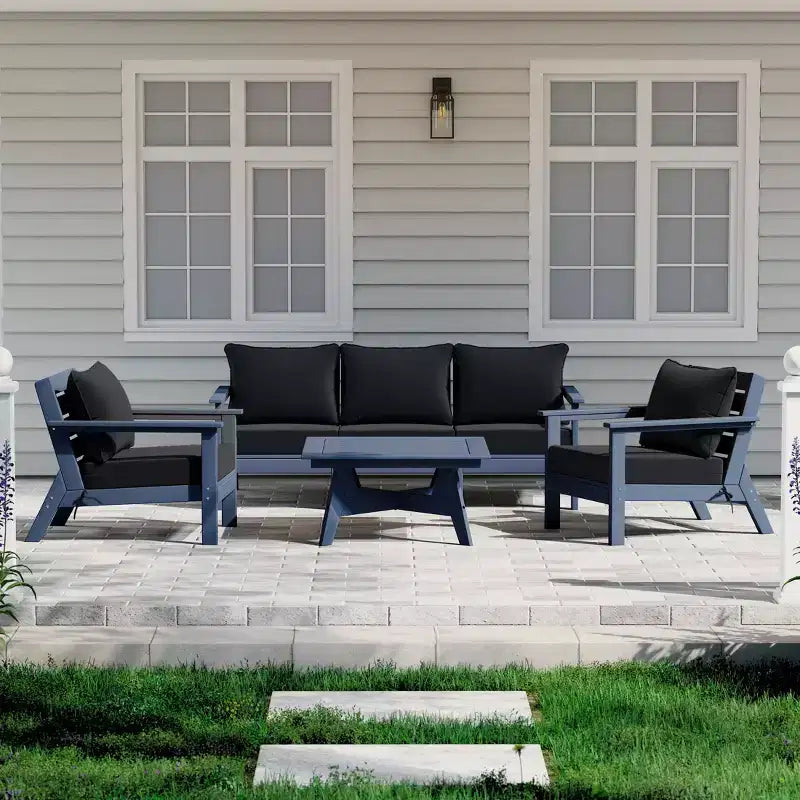 WestinTrends Avalon Salon de jardin modulaire 6 pièces, bleu marine/noir