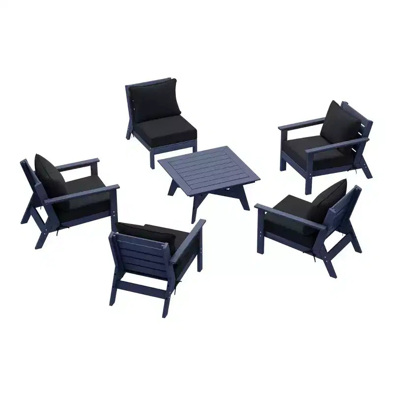 WestinTrends Avalon Salon de jardin modulaire 6 pièces, bleu marine/noir