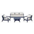 WestinTrends Avalon Outdoor 6-Piece Modular Sectional Patio Furniture Sofa Set, Navy Blue/White
