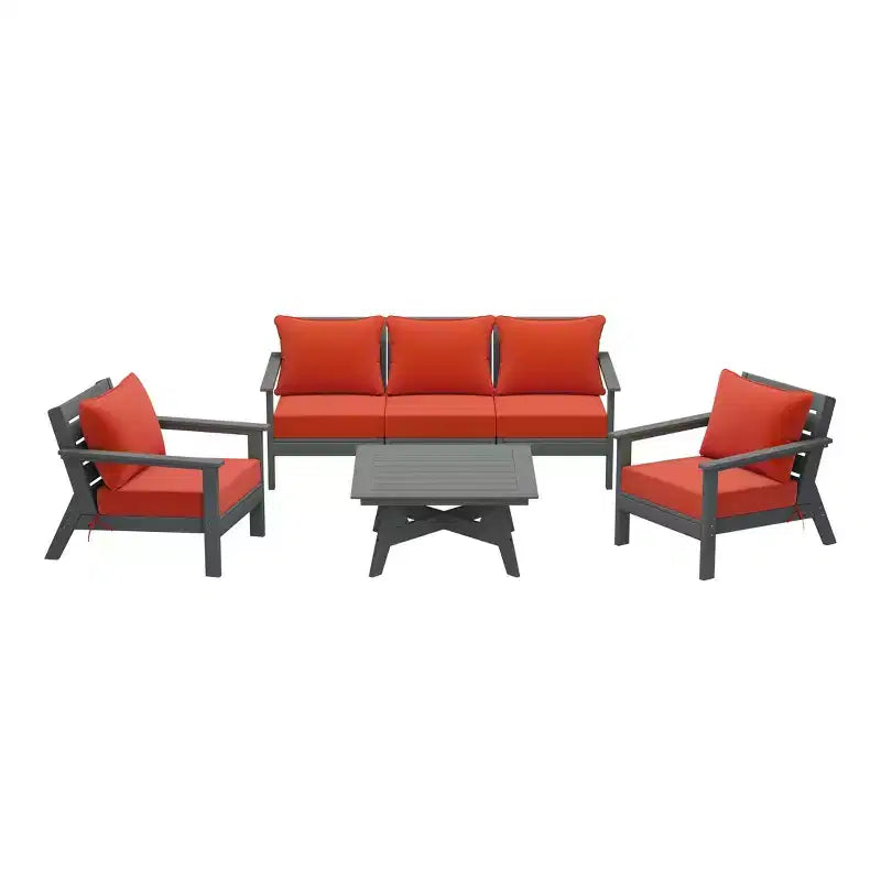 WestinTrends Avalon Outdoor 6-Piece Modular Sectional Patio Furniture Sofa Set, Gray/Orange