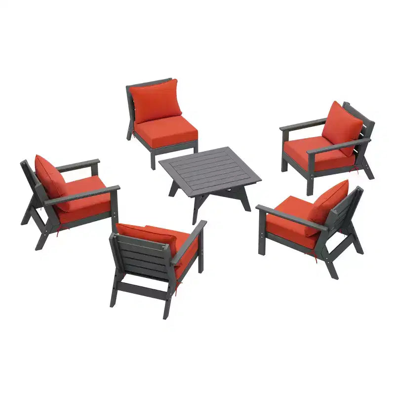 WestinTrends Avalon Salon de Jardin Modulable 6 Pièces pour Extérieur, Gris/Orange